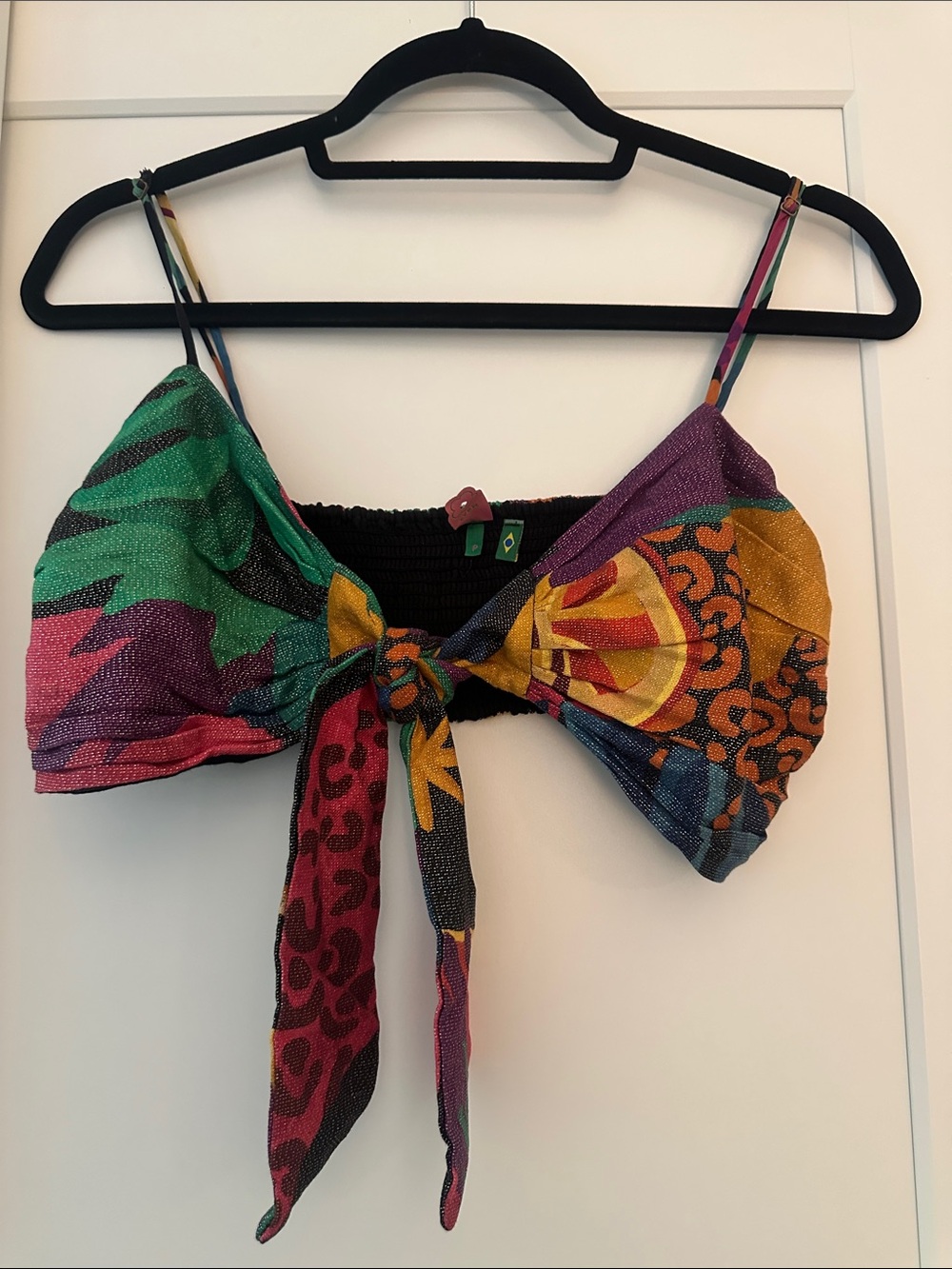 Colorful Tie-Front Crop Top - Multicolor